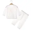 Ropa de Aire Acondicionado para Bebé, Estilo Delgado de Verano, Ropa sin Costuras con Alas para Recién Nacidos, Conjunto de Algodón Puro Estilo Monje, Pijama de Manga Larga para Bebé