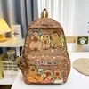 Mochila Escolar Kapibala Mochila de Gran Capacidad para Estudiantes de Secundaria y Primaria Mujeres Capibara Lindo Dibujo Animado Mochila Casual