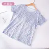 Chang Yan 170g Chaleco de Algodón Puro Cuello Redondo para Adultos Mayores Verano Delgado Manga Media Top Holgado Talla Grande Camiseta de Manga Corta