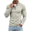 Suministro Transfronterizo de Amazon Camiseta de Manga Larga Ajustada de Seda de Leche para Hombre con Media Cremallera y Cuello Alto Pequeño Multicolor