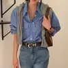 Camisa de Estilo Ins Coreano de Blogger, Estilo Nicho con Costuras Visibles y Bolsillos Dobles, Súper Elegante y Versátil para Primavera