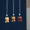 Palo de rosa Tallado Creativo Mascota Llavero Colgante Accesorios Sándalo Verde Zodiaco Cadena para Teléfono Móvil Colgante para Bolso Joyería