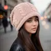 Nuevo Gorro Postparto de Gran Circunferencia de Cabeza, Gorro de Lana Tejido Cálido y Resistente al Frío, Gorro Holgado Versátil de Moda Europea y Americana para Mujer