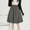 Falda midi de línea A en forma de tulipán color marrón para mujer, principios de otoño 2026, de cintura alta, estiliza la figura, cintura elástica, versátil para ir al trabajo