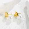 Pendientes de Acero Inoxidable al por Mayor Transfronterizos, Perlas en Forma de Corazón, Pendientes para Mujer con Diseño de Nicho, Joyería en Stock, Venta Directa del Fabricante