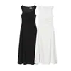 Comercio Exterior Ropa de Mujer 2026 Primavera Nueva Moda Estilo Europeo y Americano Vestido de Cuello en U Cintura Fruncida para Ceñir 760056 Blanco