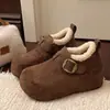 Aumento Interno Sola Grossa Com Pelúcia Totalmente Cobertos Sapatos Birkenstock Sapatos Femininos 2026 Outono/Inverno Novo Estilo Botas de Neve Sapatos Peludos Sapatos de Algodão Femininos