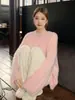 Nuevo Suéter de Lana 100% Pura Otoño e Invierno 2025 para Mujer Cuello Redondo Holgado Estilo Coreano Tejido Elegante Versátil Camiseta Básica