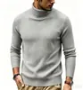 [Suéter] Nova coleção outono/inverno masculina: Suéter de malha estilo europeu e americano, gola alta, listrado liso, slim fit, suéter quente, segunda pele para homens