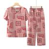 Roupa de Verão da Mamãe, Conjunto de Duas Peças com Blusa de Manga Curta para Mulheres de Meia-Idade e Idosas, Roupa de Verão da Vovó, Nova Moda 2025