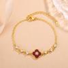 Pulsera con Sentido de Elegancia, Regalo, Anillo de Tiktok, Rotatorio Nicho Abierto Ajustable Trébol de Cuatro Hojas de Gama Alta con Diamantes