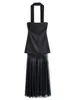Vestido con Diseño de Top Tubo Sexy de Dos Piezas Falsas Estilo Europeo y Americano con Cintura y Falda Larga Elegante Halter para Mujer 4772238