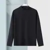 2026 De Rong Camiseta de Manga Longa Lisa Masculina Gola Alta Meio Plus Size Casual Versátil Camada Base Quente Roupa Masculina Nova