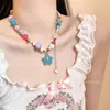 Colar Dopamina doce colorido arco-íris corrente clavícula 2023 novo popular personalizado com contas amor doce legal garota quente