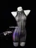Conjunto de una pieza Qqny Coqueto y Sexy, Transparente, Lencería Sexy sin Mangas Ajustada, Vestido Body de Malla para Mujeres Jóvenes