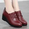 Sapatos de boca profunda com sola macia para primavera e outono para mães de meia-idade sapatos de salto único camada zíper lateral confortável sapatos de trabalho femininos sapatos de couro versátil