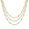 Corrente Lateral Minimalista Colorida e Única com Contas, Colar de Contas Coloridas em Resina para Mulheres, Corrente de Clavícula Dourada