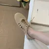 Nuevos Zapatos de Ballet Calados Retro de Cuero Genuino para Mujer Verano 2026, Punta Redonda con Cordones Planos Casuales Versátiles Zapatos de Entrenamiento Alemanes