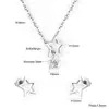 Pendientes de Estrella de Diamante Flash Calados de Diseño Europeo y Americano Cadena para Clavícula Colgante Conjunto de Collar y Pendientes de Estilo Frío Simple para Mujeres