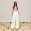 Direto do fabricante: calça jeans branca wide leg para mulheres, novo modelo outono 2026, cintura alta, modelagem que afina, caimento solto, calça reta para pessoas baixinhas