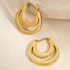 Pendientes de Acero Inoxidable Francés Estilo Metálico Transfronterizo Chapados en Oro de 18K Geométricos Normcore Versátiles Pendientes de Alta Gama Venta al por Mayor