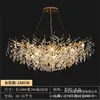 Lámpara de araña de cristal de alta gama, nueva lámpara de sala de estar estilo francés, diseño de rama de árbol estilo americano, lámpara colgante de cristal de lujo ligero italiano para dormitorio y comedor
