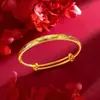 Joias Douradas Estilo Loja de Ouro, Padrão Dragão e Fênix Estrelado, Design de Faixa de Carro, Pulseira de Empurrar e Puxar, Versátil, Único, Vários Itens de Joias