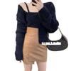 2026 Cardigan Suéter de Veludo de Visão Feminino Jaqueta Estilo Coreano Solto Outono e Inverno Espessado Estilo Suave Peça Superior de Duas Peças para Mulheres