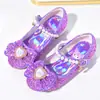 Sapatos de Cristal de Princesa para Meninas Sapatos de Primavera Kuromi Saltos Altos Infantis Moda Sapatos de Couro Infantis Sapatos de Performance