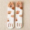 Calcetines de felpa Garra de Gato para mujer otoño e invierno forrados de vellón engrosados al por mayor bordados de dibujos animados media pantorrilla para el hogar para dormir calcetines de piso