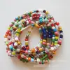 Amazon Supply Abalorios Africanos para la Cintura Cadena Corporal Colorida Cadena de Cintura de Cristal de Moda Collar de Algodón Encaje 120cm
