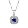 Pingente de Pedra Zircônia Diamante Prata de Lei 925 Colar Quadrado Design de Nicho Feminino Corrente Clavícula Redonda Prata Luxo Leve