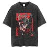 Europeu e Americano Novo Anime Black Clover Estampado Lavado Retrô Japonês Camiseta Manga Curta Masculina Top Antigo