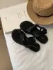 Sandalias sin cordones de punta redonda con cinta de estampado de leopardo, chanclas planas para mujer para uso en exteriores, versátiles para vacaciones, zapatillas de estilo francés