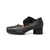 Zapatos de Ballet de Piel de Oveja para Mujer, Planos Gruesos de Tacón Medio, Nuevo Estilo Otoño e Invierno, Planos Cuadrados de Cuero Genuino con Tira Cruzada para Mujer, Planos para Mujer