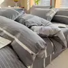 Juego de Cama Sencillo de Cuatro Piezas Clase A, Algodón Puro, Nuevo Modelo 2025, Ropa de Cama de Algodón Lavado, Sábana Plana, Funda de Edredón, Sábana Ajustable