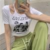 Camiseta de Manga Curta para Mulheres, Novo Verão 2026 Retrô Americano Ajustada Vazada Tendência Top