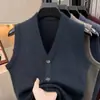 Chaleco engrosado de otoño e invierno para hombres de mediana edad y ancianos, suéter de punto sin mangas para ancianos