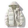 Direto do FabricanteJaqueta Puffer Patchwork de Veludo Cotelê com Capuz de Penugem de Pato Cinza 50% para Homens e Mulheres Casais