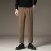 Pantalones de vestir holgados para hombre 2024 Primavera y Otoño Nuevos de moda Rectos Casuales de Lana Traje