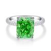 Anillo de plata de ley 925 con circonitas talladas en flor de hielo y diamantes de alto carbono de Nine Beauty Jewelry, color esmeralda, estilo europeo y americano.
