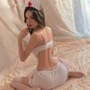 Ropa interior sexy con volantes, uniforme de enfermera puro, traje de tentación, falda ultrafina, liguero, juego de rol