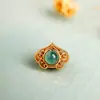 Amuletos de Hoja y Calabaza de Jade Azul Natural Accesorios para Joyería DIY Patita de Gato Candado Ruyi Agujero Pasante Incrustado En Stock Venta al por Mayor