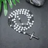 Amazonas Piedra Natural Colgante de Cruz Collar Piedra Ojo de Tigre Cruz Vesícula Biliar de Hierro Rosario para Hombres Collar Venta al por Mayor