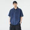 Camisa POLO de Manga Corta Retro Estilo Americano para Montaña al Aire Libre Primavera y Verano Lel Camiseta Protectora Solar Top de Media Cremallera Talla Grande para Hombre