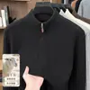 Suéter de lana gruesa antibacteriana mezclada de 10 A, 530 g, para hombre, nuevo modelo otoño e invierno 2026, suéter de punto para hombre con cuello alto y cremallera