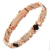 Pulsera Magnética Popular Transfronteriza Europea y Americana Moda Lujo Ligero Aleación de Trébol Incrustada con Diamante Pulsera Magnética de una Sola Fila para Mujeres