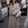 Otoño e invierno nuevo vestido de dos piezas de color sólido con tirantes para mujer, elegante, a la moda, holgado, estilo perezoso, suéter, abrigo, moderno