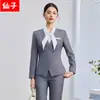 Conjunto de Traje Profesional Gris para Mujer Otoño 2026 para Departamento de Ventas y Recepcionistas de Hotel