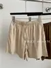 Pantalones Cortos Casuales de Algodón 35% con Pliegues y Cordón para Mujer, Delgados, Elásticos, de Cintura Alta, Línea A, Holgados, Pierna Ancha, Verano 2025